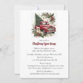 Red Truck Christmas Open House Invitation 招待状