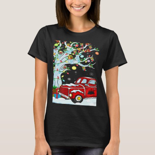 Red Truck  Lights Xmas Tree Snowman Red Truck Chri Tシャツ (正面)