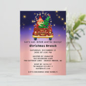 Red Truck Merry Christmas Tree Brunch Dinner Rose 招待状 (スタンド正面)