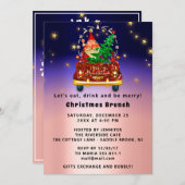 Red Truck Merry Christmas Tree Brunch Dinner Rose 招待状 (正面/裏面)