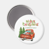 Red Truck Pine Tree Merry Christmas マグネット (正面/裏面)