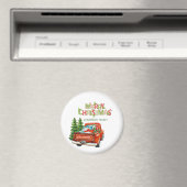 Red Truck Pine Tree Merry Christmas マグネット (インサイチュ (食洗機))