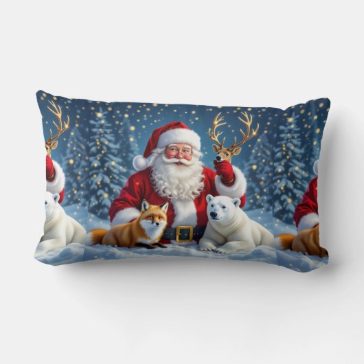 Red Truck with Tree Christmas Throw Pillow ランバークッション (裏面)