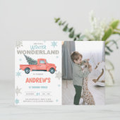 Red Truck Wonderland Birthday Invitations w photo 招待状 (スタンド正面)