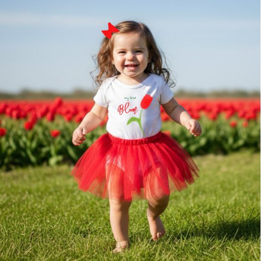 Red tulip baby T-Shirt ベビーボディスーツ