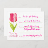 Red Tulip Birthday Invitation 招待状 (正面/裏面)