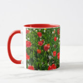 Red Tulip Flower Field Nature Photography マグカップ (左)