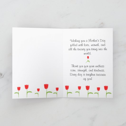 Red tulip for Mother’s Day カード (内部)