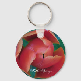 Red Tulip Macro Floral Photo Custom Keychain キーホルダー