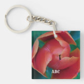 Red Tulip Macro Photo Personalized Acrylic Keyring キーホルダー (正面)