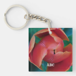 Red Tulip Macro Photo Personalized Acrylic Keyring キーホルダー