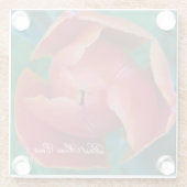 Red Tulip Macro Photo Personalized Coaster ガラスコースター (裏面)