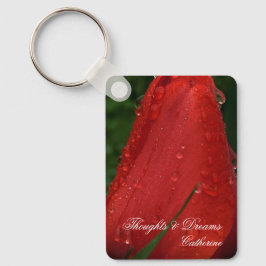 Red Tulip Macro Photo Personalized Keychain キーホルダー