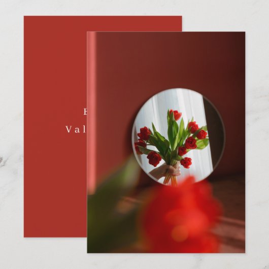 Red Tulips “Be My Valentine?” Modern Valentine's シーズンカード (正面/裏面)