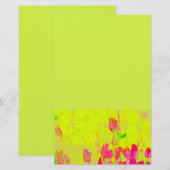 Red Tulips Border Yellow Green Stationery 便箋 (正面/裏面)