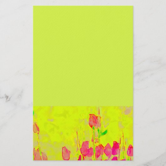 Red Tulips Border Yellow Green Stationery 便箋 (正面)