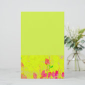 Red Tulips Border Yellow Green Stationery 便箋 (スタンド正面)