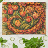 Red Tulips Dragon Spring Dragons                   キッチンタオル (折り畳み)