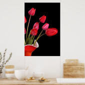 Red Tulips on Black Poster ポスター (キッチン)