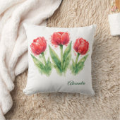 Red Tulips Throw Pillow クッション (ブランケット)