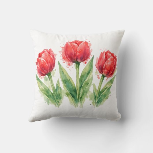 Red Tulips Throw Pillow クッション (裏面)