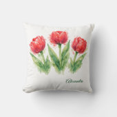 Red Tulips Throw Pillow クッション (正面)