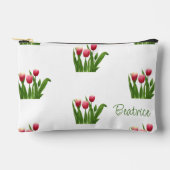 Red Tulips with Greenery アクセサリーポーチ (正面)