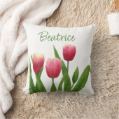 Red Tulips with Greenery クッション (ブランケット)