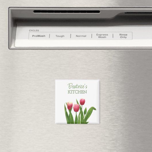 Red Tulips with Greenery マグネット (インサイチュ (食洗機))