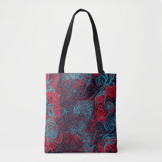 Red Turquoise Marble Abstract Pattern トートバッグ (正面)