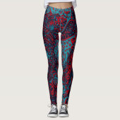 Red Turquoise Marble Abstract Pattern レギンス (正面)