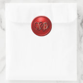 Red Two Hearts Intertwined Monogram Wedding ラウンドシール (バッグ)