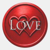 Red Two Hearts Intertwined Wedding ラウンドシール (正面)