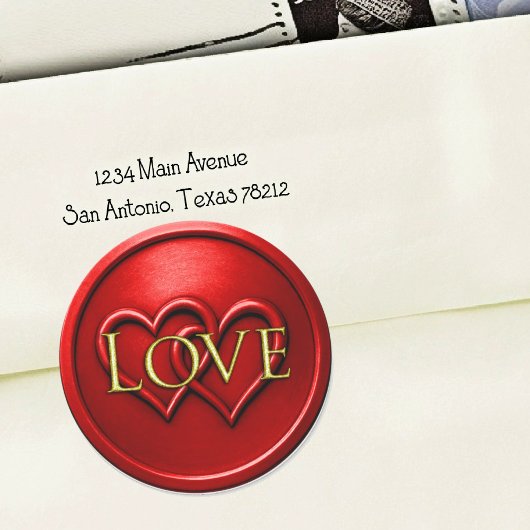 Red Two Hearts Intertwined Wedding ラウンドシール