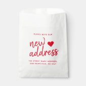 Red Typography Please Note Our New Address フェイバーバッグ (正面)