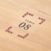 Red Ukrainian Wedding Acrylic Table Number アクリル招待状 (レイダウン)