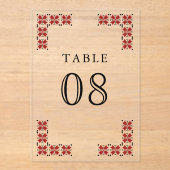 Red Ukrainian Wedding Acrylic Table Number アクリル招待状 (正面)