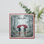 Red Umbrella Rain or Shine Birthday Invitation 招待状 (スタンド正面)