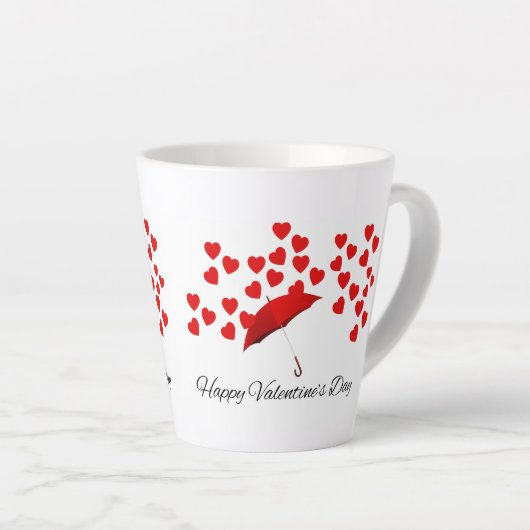 Red Umbrella Valentine's Mug – Romantic Rain of He カフェラテマグ (右アングル)