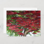 Red Umbrellas in the Sky - Asian Postcard ポストカード (正面/裏面)