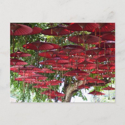 Red Umbrellas in the Sky - Asian Postcard ポストカード (正面)