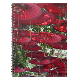 Red Umbrellas in the Sky - Asian Spiral Notebook ノートブック