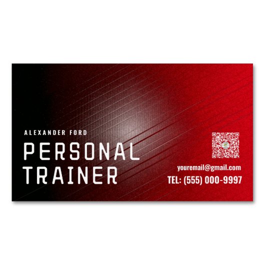 Red Urban Texture Personal Trainer Business Card – マグネット名刺 (正面)