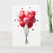 Red Valentine Balloons Card カード (正面)