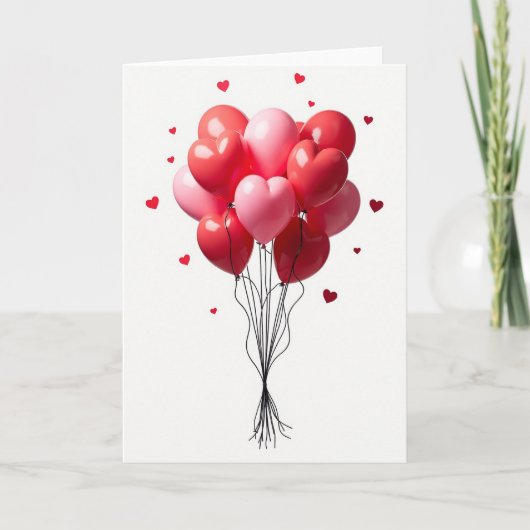 Red Valentine Balloons Card カード (正面)