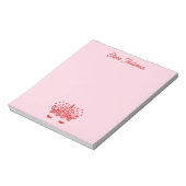 Red Valentine Unicorn Kids Valentines Day Custom ノートパッド (回転)