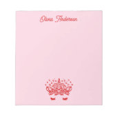 Red Valentine Unicorn Kids Valentines Day Custom ノートパッド (正面)