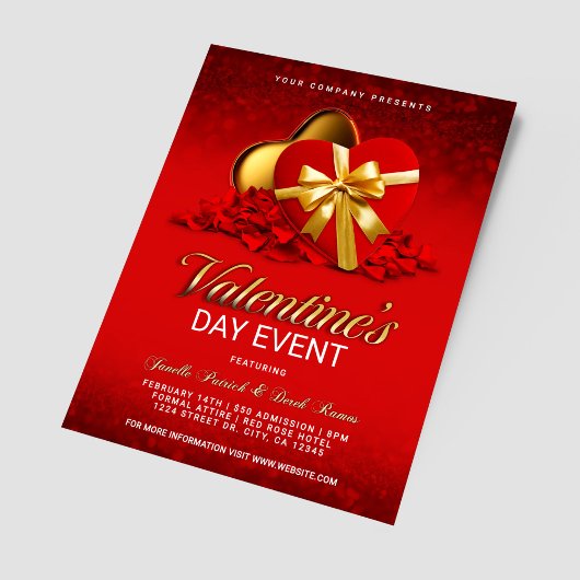 Red Valentine's Day Event Heart Box & Rose Petals チラシ