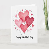 Red Valentines Day Heart Balloon Card カード (正面)