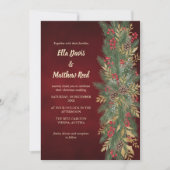 Red Velvet Christmas Botanical Wedding Invitation 招待状 (正面)